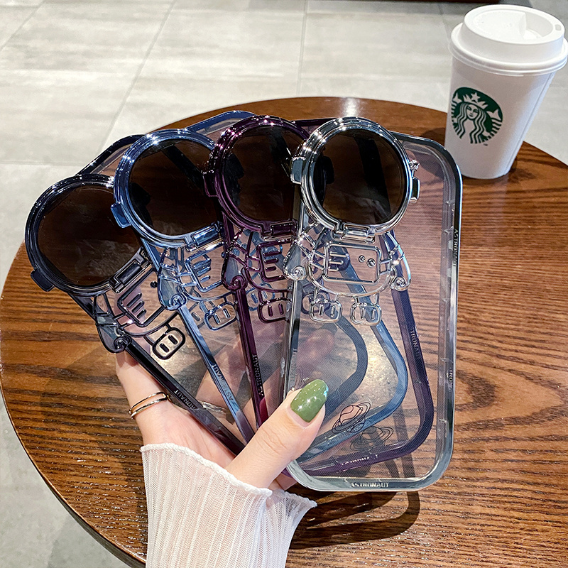 Glitter Astronaut Camera Stand Iphone Case For 11, 12, 13, 14- Pro Max, XR ,14 Plus Invisible Lens Bracket Plating Soft Cover - Image 9