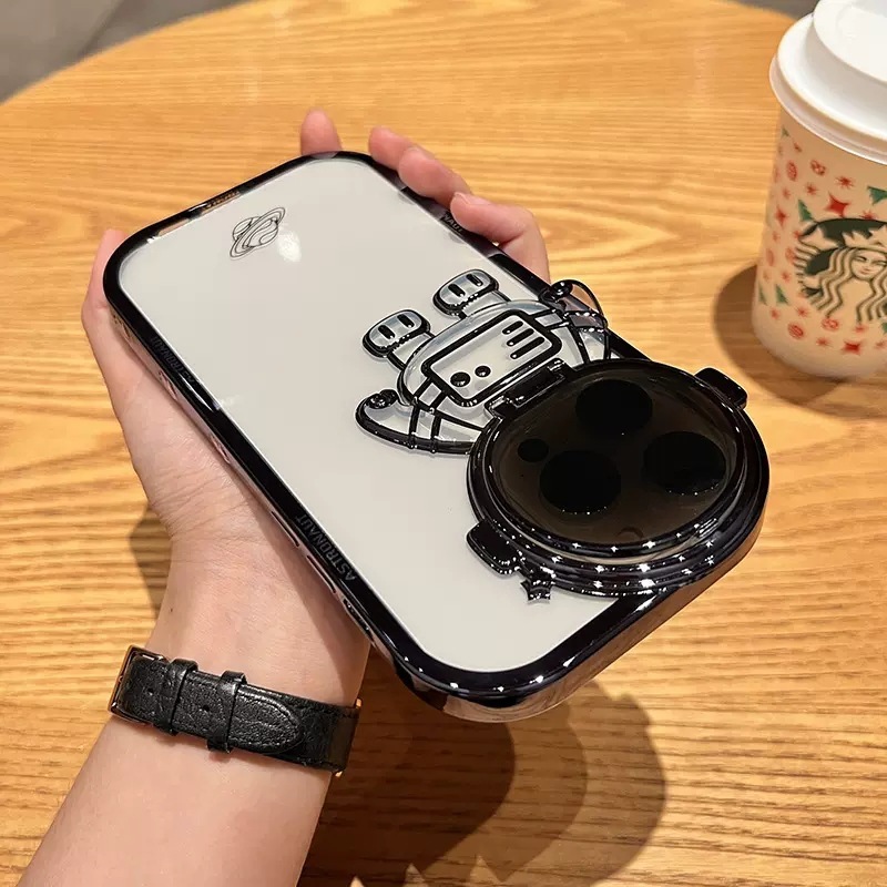 Glitter Astronaut Camera Stand Iphone Case For 11, 12, 13, 14- Pro Max, XR ,14 Plus Invisible Lens Bracket Plating Soft Cover - Image 8