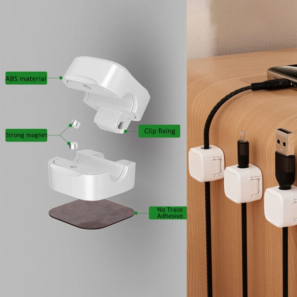 Magnetic Cable Clip Under Desk Cable Management Adjustable Cord Holder Wire Organizer And Cable Management Wire Keeper - Image 4