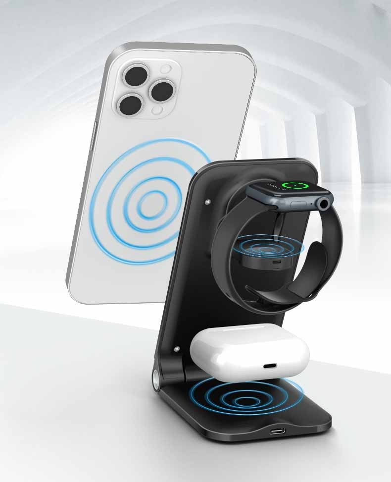 Desktop Vertical Multifunctional Three-in-one Wireless Charger - Image 2